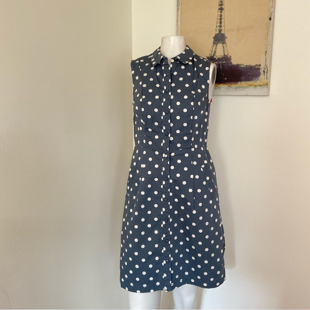 Boden Gray Polka Dot Dress US 2